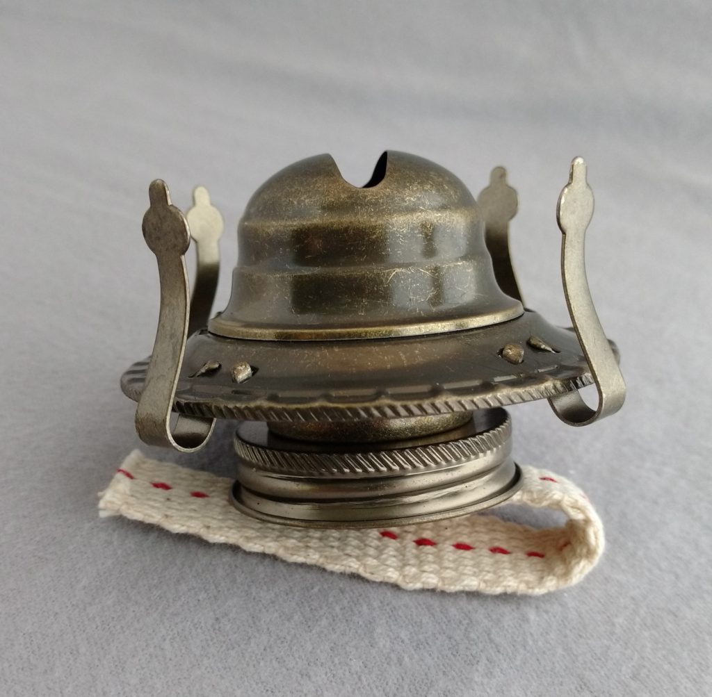 2 Brass Plated Oil Lamp Burner Antique Finish with Collar Imperial