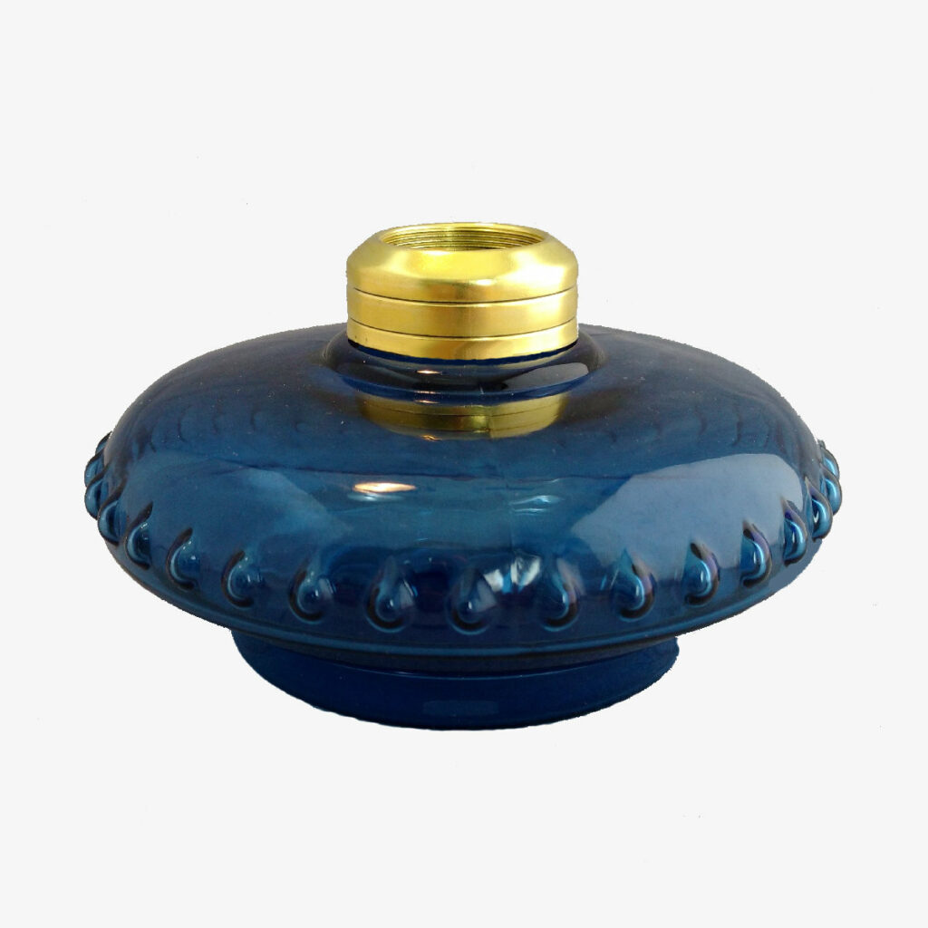 Teardrop Pattern Oil Lamp Font Medium Blue Crystal Glass Imperial