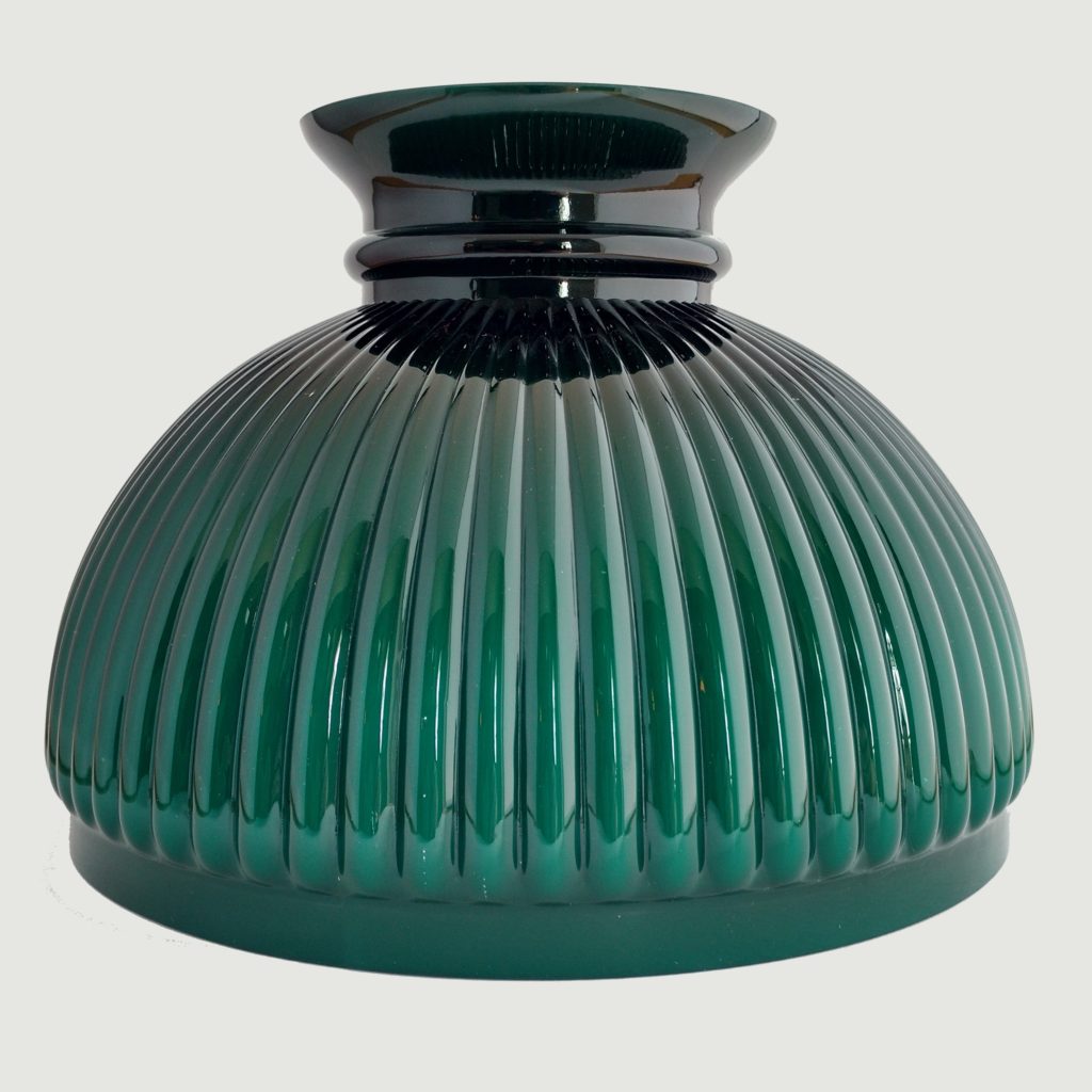 Aladdin Lamp Deluxe Brass Table Lamp with Green Ribbed Cased Glass