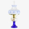 Aladdin Lamp Clear Crystal over Cobalt Blue Lincoln Drape with M753 Shade & Brass Hardware