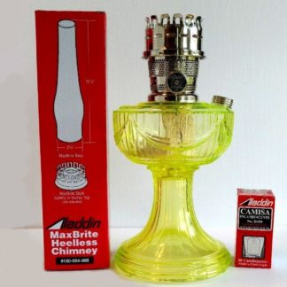 Aladdin Lamp Vaseline Glass Lincoln Drape Table Lamp. Part # C6196N