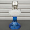 Aladdin Lamp Etched Crystal Font over Cornflower Blue Foot Only 1 Lamp Ever Produced