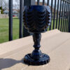 Three Face Candy Dish in Black Raspberry Glass