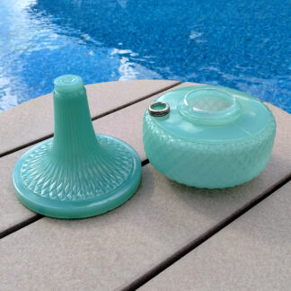 Aladdin Lamp Green Moonstone Diamond Quilt Base circa 1937