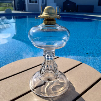 Clear Crystal Glass Flat Wick Oil Lamp