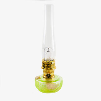Aladdin Lamp Lincoln Drape Shelf Lamp in Vaseline Glass and Brass Hardware