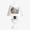 Aladdin Lamp Milk Glass Alexandria with Cabin Lakehouse Shade & Nickel Hardware