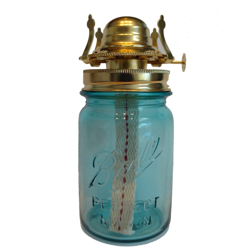 Fruit Jar Oil Lamp Burner and Collar Brass Plated Finish Imperial