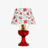 Aladdin Lamp Ruby Red Lincoln Drape with 14 inch Poppy Shade & Brass Hardware