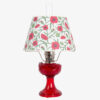 Aladdin Lamp Ruby Red Lincoln Drape with 14 inch Poppy Shade & Nickel Hardware
