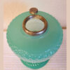 Aladdin Lamp Green Moonstone Diamond Quilt Base circa 1937 - Image 2