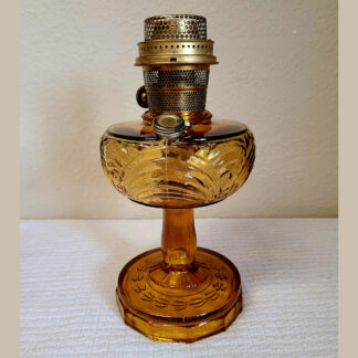 Aladdin Lamp Washington Drape Plain Stem Amber Crystal Glass circa 1940-1949